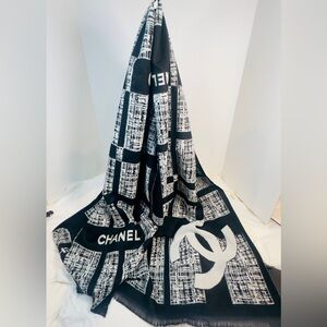 Chanel Black & White Logo Scarf – VIP Gift with Purchase (GWP) – New